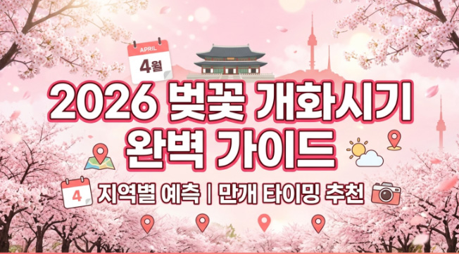 2026 벚꽃 개화 시기 총정리 지역별 여행 타이밍